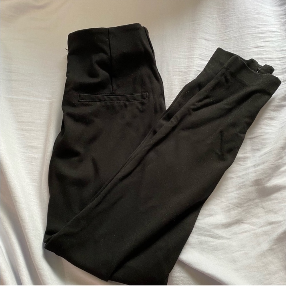 Zara Black Side Zipper Skinny Leg Pants stretch Size S